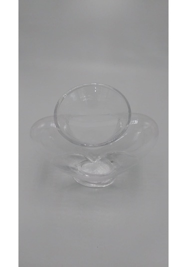 El Yapımı Cam Kalp Vazo Şeffaf 23cm