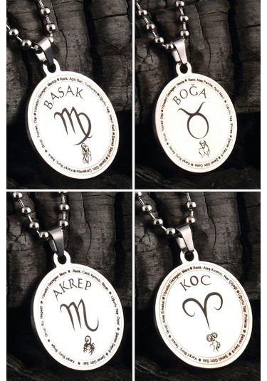 12 Burç Bayan Erkek Çelik Kolye Top Zincir Ckl0Burclar-Gms Çelik