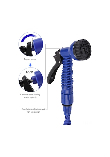 Wezone Mavi Genişletilebilir 200ft Su Hortumu, 7 Modlu Sprey Bağı, Ev, Bahçe, Araba Yıkama İçin Dayanıklı Sulama喷枪ı Mavi