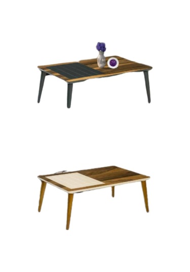 Orta Sehpa Osm Kareli Model Parlak Ceviz Krem Kayın Ince Torna A