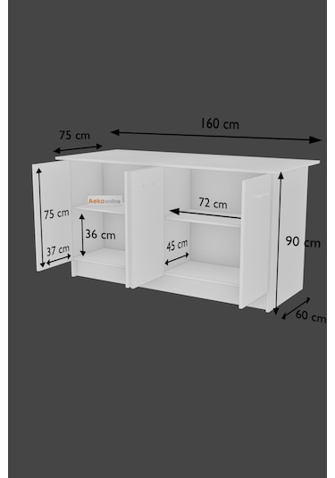 Ae-2040 Vera Mutfak Adası Bar Masası Yemek Masası Dolaplı, B/sm
