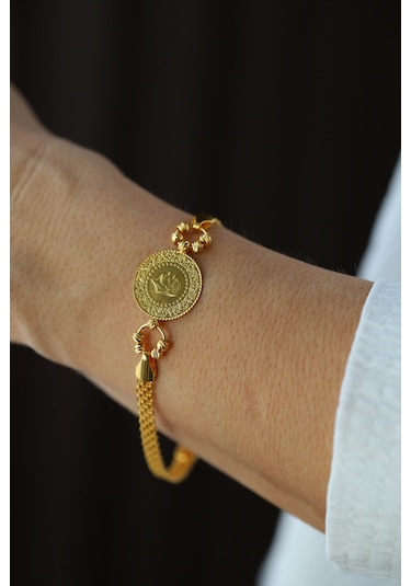 Yenigün Kuyumculuk 14 Ayar Altın Bismark Zincirde 22 Ayar Çeyrek Altınlı Bileklik