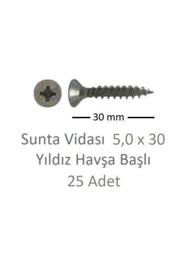 Sunta Vidası, 5,0 X 30 Mm, 25 Adet, Yhb Vida 5 x 30