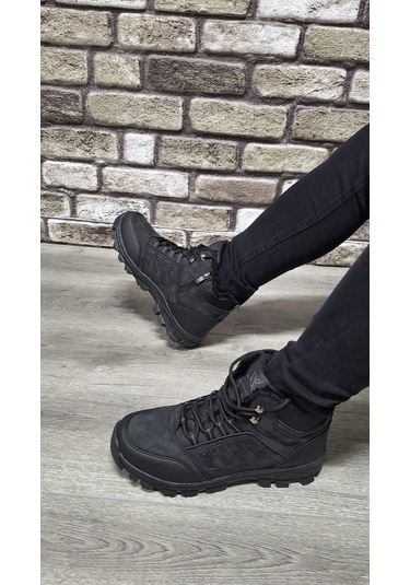 Outdoor Trekking Suya Dayanıklı Içi Kürklü Bağcıklı Fermuarlı Kaymaz Taban Kışlık Bot Battal Boy Siyah Outdoor Trekking Suya Dayanıklı Içi Kürklü Bağcıklı Fermuarlı Kaymaz Taban Kışlık Bot Battal Boy Siyah