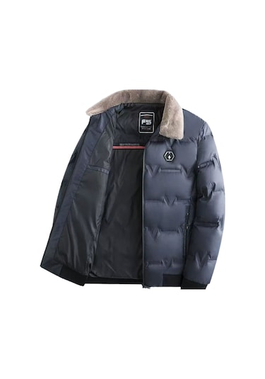 Moda Erkek Kışlık Kalın Günlük Ceket Mavi