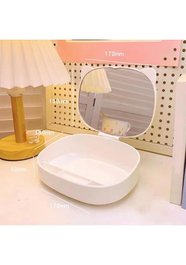 Suntek Makyaj Aynası Bilezikli Saklama Kutusu Hafif Beyaz