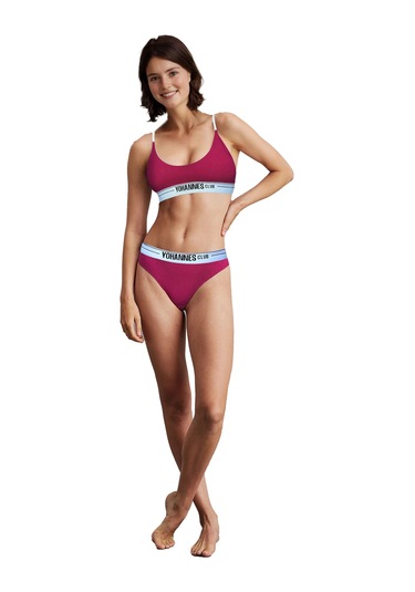 Yohannes Club, Kadın Pamuklu İç Çamaşırı Takımı, Renk Seçenekli, Bralet-kemerli Bikini Slip Pembe