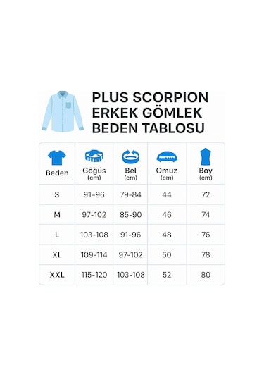 Erkek Klasik Gömlek Pamuklu Esnek Kumaş,slim Fit Uzun Kollu, Fransız Manşetli Plus Scorpion Beyaz