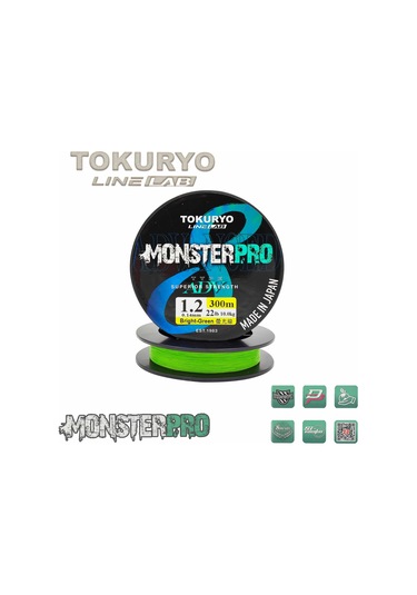 Tokuryo Lıne Lab Monsterpro X8 1.2pe 0.14mm 22ıb 10.0kg Bright-gr