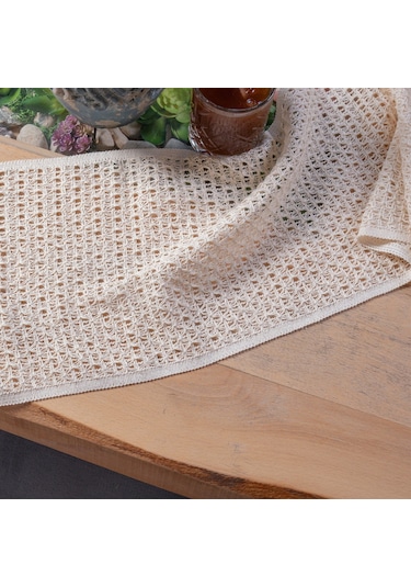 Vivamaison Pamuk Dantel Runner Masa Örtüsü Krem 30 x 150 CM