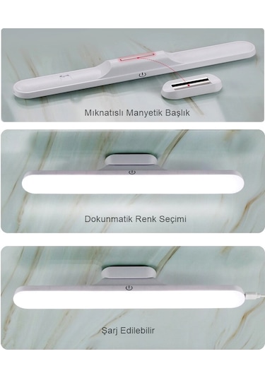 Martı Ledli Aplik Şarjlı Led Işık Mıknatıslı Beyaz Hero Led Aplik