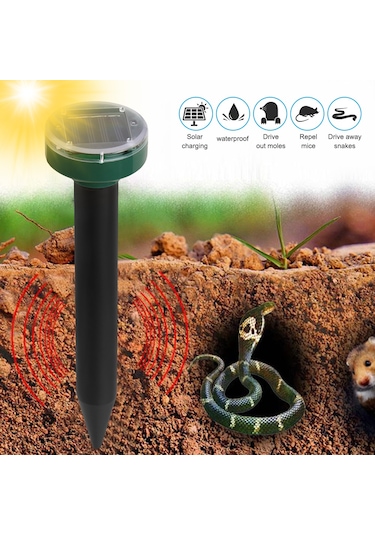 Kosona Güneş Enerjili Ultrasonik Sürükleyici - Sıçan, Yılan, Köstebek Ve Haşere Kovucu - Dış Mekan Ledli, Su Geçirmez, 7000 Karesel Fit Kapsama Alanı