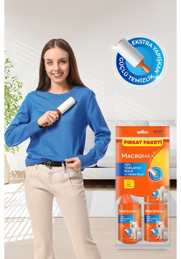 Macromax Tüy Toplayıcı Rulo +2 Yedek Rulo