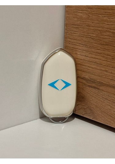 Amblemli Togg T10x-t10f Uyumlu Anahtar Kılıfı Beyaz-gumuş