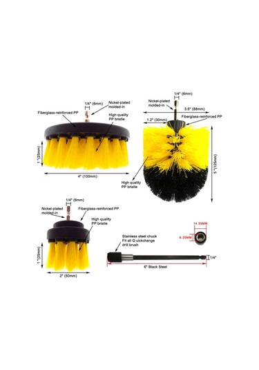 Sones 31'i 1 Arada Zemin Duvar Pencere Cam Temizleme Kireç Çözücü Elektrikli Matkap Fırça Başlığı Seti