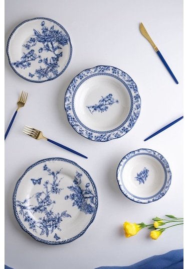 Tfnymkblu-003 Miss Betty Blulife Desen 24 Parça Yemek Takımı 001