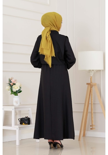 Yanları Bağlamalı Elbiseli Takım-siyah-5020 Siyah