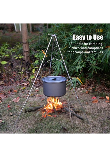 Jeemson Alüminyum Alloy Taşınabilir Kamp Mangal Tripodu - Yüksekliği Ayarlanabilir, Çadır Piknik Açık Hava Pişirme Gereci Çok Renkli
