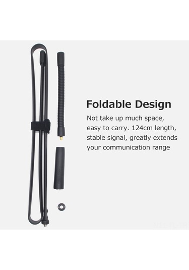 Lemestar Yüksek Kazançlı 124cm Katlanabilir Sma-male Telsiz Anteni - Vhf/uhf Çift Bantlı