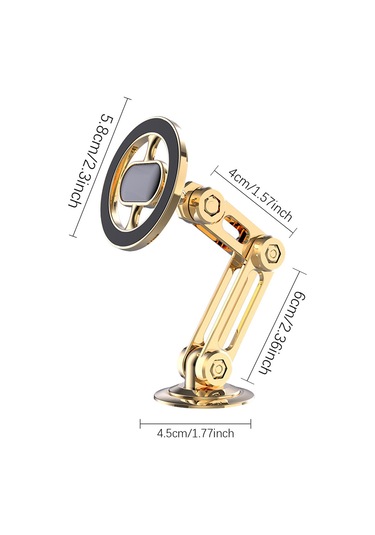 Tenfowee Evrensel 360 Dönebilen Manyetik Araç Telefon Tutucu - Güçlü Yapışkanlı, Katlanabilir, Sinyal Engellemez Altın