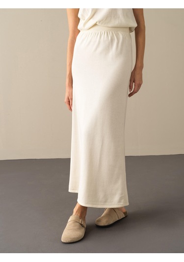 Ekru Regular Fit Triko Uzun Etek 850893 Ekru