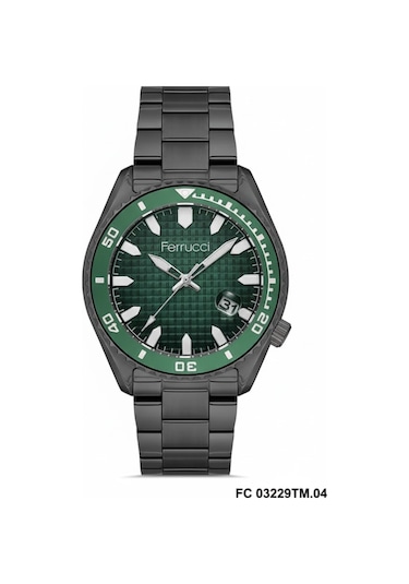 Ferrucci Erkek Kol Saati Siyah Renk, Yeşil Kadran - Fc03229tm.04, 2 Yıl Garantili Siyah