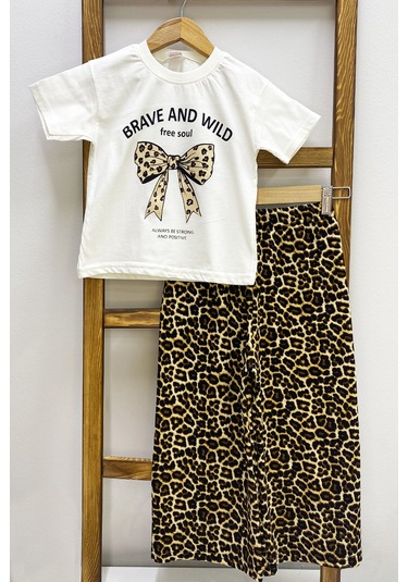 Kız Çocuk Yazlık İkili Takım Leopar Baskılı B46 Siyah