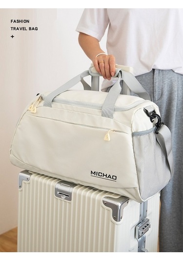 Carrier- Kadın Seyahat Spor Çantası - Yeşil Beyaz Büyük Boy -