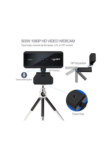 Sones Hxsj S3 500w 1080p Ayarlanabilir 180 Derece Hd Otomatik Odaklı Mikrofonlu Pc Kamera