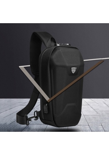 Createtech Omuz Çantası Erkek, Oxford Kumaş, Kahverengi, Hırsızlık Önleyici Bağlantılı Askı - Kj Kahverengi