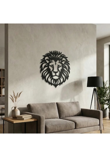 Aslan Başı Duvar Tablosu Mdf Lazer Kesim Modern Aslan Figürlü Duvar Süsü Güçlü Dekor