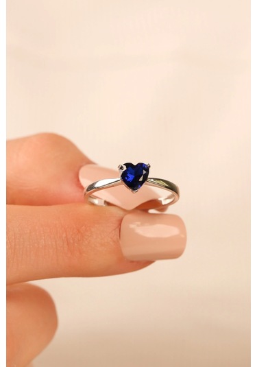 Çgkmücevherat Mavi Kalp Taşlı Altın Yüzük Klpyzk001 Gold