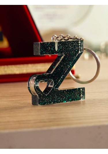 Harfli Anahtarlık Epoksi Kişiye Özel Yapım El Yapımı Harf Anahtarlık Kalp Model Özel Tasarım Hediyelik Ürün Kalp Desenli Simli Anahtarlık Bakır - Pembe