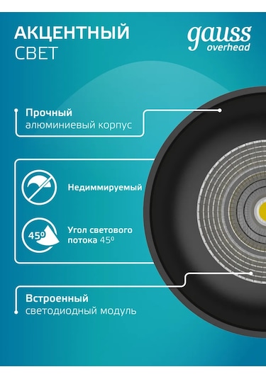 Gauss Tavan Spot Lamba Montajlı Silindirik 12w 4100k Led 396198163 Siyah