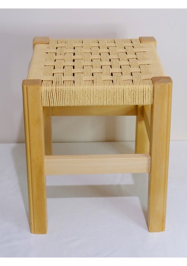 El Yapımı Ahşap Örmeli Hasır Tabure 35 Cm Şık Ve Zarif Tasarım Natural