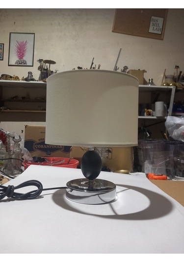 Yumurta Gövde Abajur Aydınlatma Lambası Bej