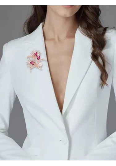 Fashion Jewelry İnci İle Dallı Broş 226531209 Altın Rengi