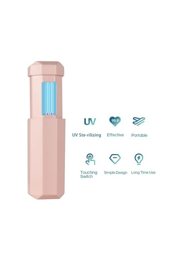 Ev İçin Taşınabilir Uv-c Dezenfeksiyon Çubuğu, Ozonlu Sterilizasyon, 253.7nm Uv Işığı İle Hızlı Temizleme, 600mah Pil, Pembe Pembe Pembe