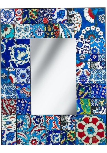 Pasabahce İznik Çini Karolu Ayna 77x60 Cm 60x77 Cm - 1 Adet Cok Renkli