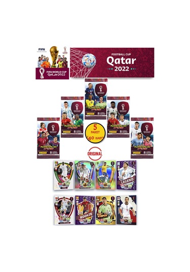 Dünya Kupası Panini Fıfa 2022 Adrenalyn Xl Qatar World Cup Trading Kartı 5 Paket 40 Kart