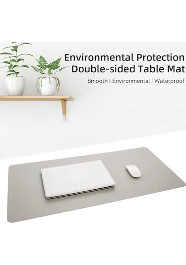 Büyük Pu Deri Masa Matı, Su Geçirmez Mouse Pad Koyu Yeşil, 60x30cm