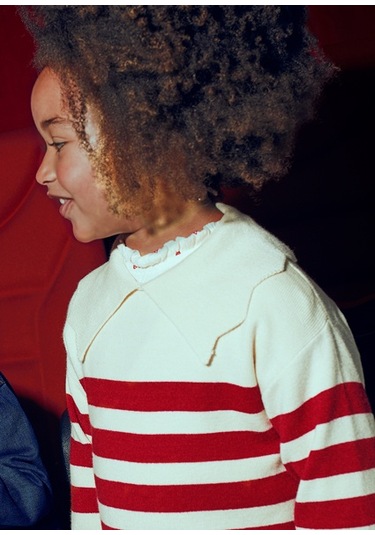 Mayoral Kırmızı Çizgili Kız Çocuk Kazak 4301 Kırmızı