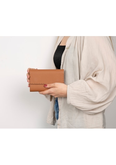 Bloominbag Arc Wallet Heritage Tan Hakiki Deri Kartlıklı Manyetik Cüzdan Taba