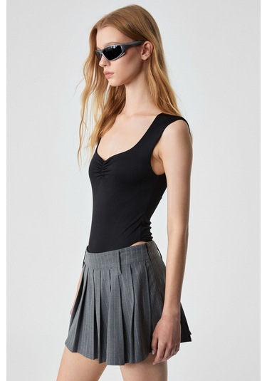 GRIMELANGE Chıncago Kadın Regular Çizgili Yüksek Bel Gri Etek Gri