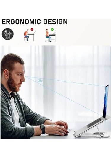 Ebitda D24-3 Alüminyum Katlanabilir Bilgisayar Soğutma Standı - Gri, 15,6 Dizüstü Uygun