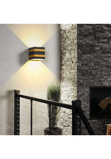 Xiyyadms Siyah Ve Altın Ip65 Su Geçirmez 6w Kruger Led Chip Duvar Lambası - Dış Cephe, İç Mekan, 3-5 Aydınlatma - Beyaz Işık Beyaz