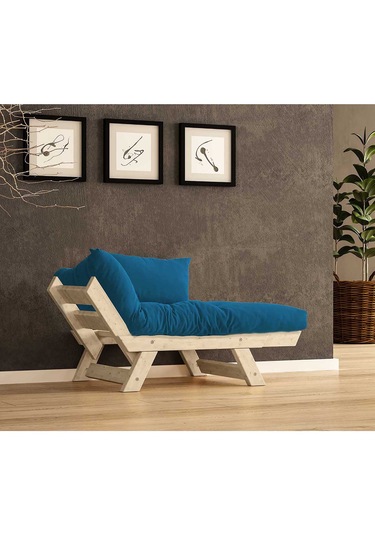 Woodesk Adalar Masif Natural-mavi Renk Berjer Cpt8146-140 Mavi