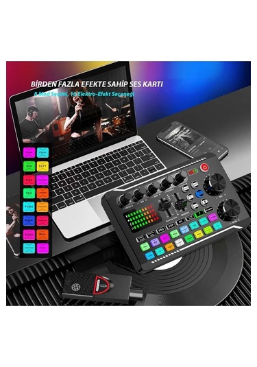 Yenilzd Stüdyo Ses Mikseri Şarjlı Dj Canlı Yayın Kondenser Mikro