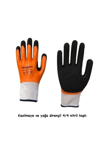 Twoasafe Tam Kaplı Kesilmeye Ve Yağa Dirençli Eldiven