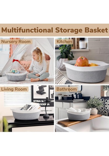 Giysiler İçin Kulplu Küçük Dokuma Depolama Sepeti, 12 "x 8" X 5 " 1